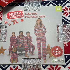 Merry Moments Christmas Pajamas Women Sz M Red Blue Snow Sleep Pant Lounge